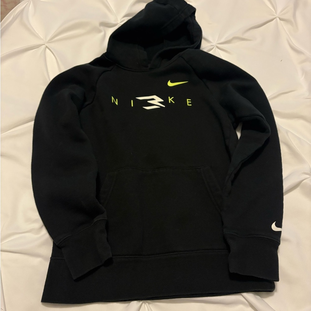 Nike Black Hoodie with Bright Yellow Detail
